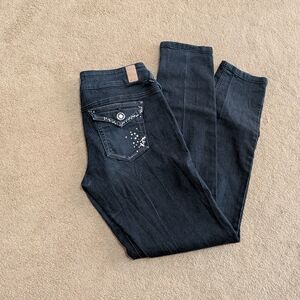 Maurices Black Skinny Jeans with Embellished Pocket